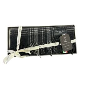 NWT Made In Italy Wool & Cashmere Glen Check Plaid Scarf Fall Winter Chic Unisex